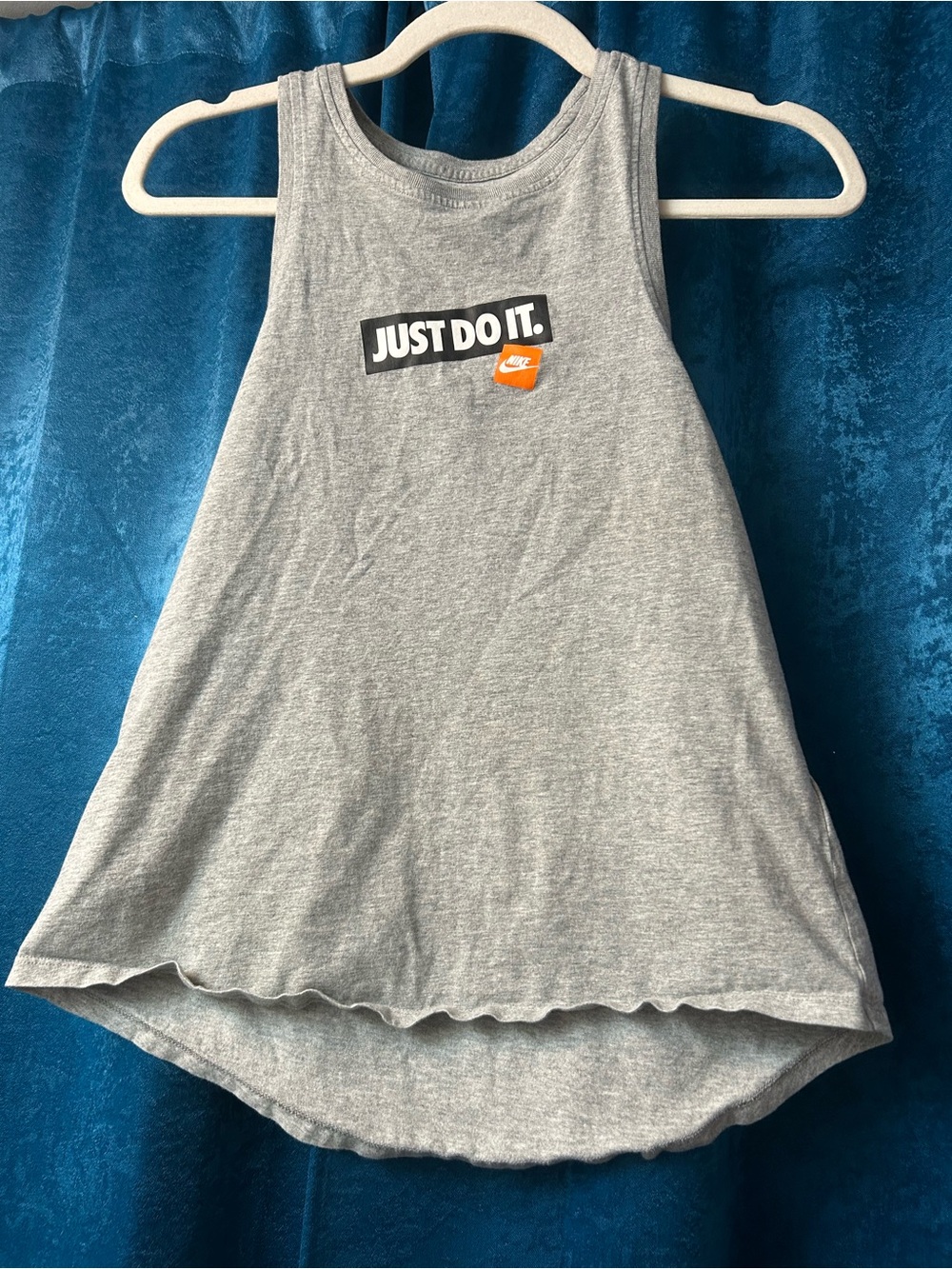 Nike Grey Tank Top with 'Just Do It.' Graphic and Orange Tag